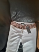 Białe Spodnie z cyrkoniami 