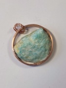 Handmade wisiorek z miedzi z naturalnym amazonitem - Cicha Lunaria