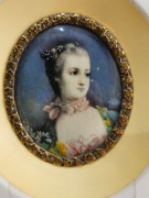 Dama "Marquise De Pompadour" miniaturowy portret na kości