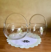 2 szklane koszyki, solidne- duży i średni. Lata 90
