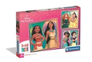 250646 CLEMENTONI PUZZLE 3X48 DISNEY, KSIĘŻNICZKI SUPERCOLOR