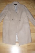Płaszcz Massimo Dutti, r. 36,  beżowy, wełna zimowy odpinany kaptur okazja!