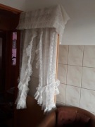 Firanki białe z falbanką - 2szt + poprzeczka