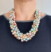 Naszyjnik kolia pastelowy okazały