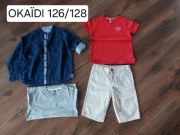 Okaïdi zestaw koszula, 2 T-shirty, bermudy chino 126-128cm 8 lat