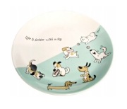 pies talerzyk z porcelany, porcelanowa talerzyk z psami, miętowy talerz