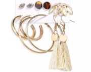 Kolczyki 6 Par Kolczyków Perły Złote Koła Cyrkonie