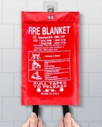 Koc ratunkowy gaśniczy z włókna szklanego ognioodporny 1m x 1m.