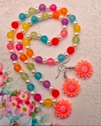 Kolorowy komplet biżuterii naszyjnik kolczyki multikolor