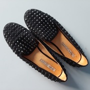 BUFFALO czarne skórzane baleriny ćwieki r39