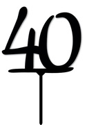 Topper na tort - czarny cyfra 40 urodziny