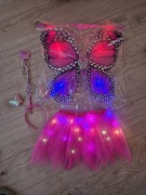 Nowy! Strój motyla wróżki motyl świeci led komplet przebranie