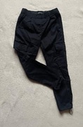 Spodnie bojówki czarne joggery materiałowe z kieszeniami cargo XS