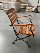 Krzesło / fotel ogrodowy - listwy z akacji - składany stelaż - NOWE