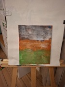 Obraz malowany przez dziecko farbami plakatowymi na płótnie