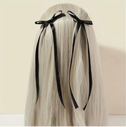 Modne spinki czarne z kokardka wstążka CZARNA