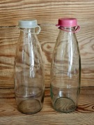 Szklane butelki na mleko 1L z kapslem PRL