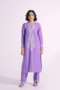 Fioletowy komplet orientalny S 36 tunika spodnie haft Bollywood kameez len