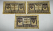 3x 1 rubel 1898 rzadkie  podpisy do rozpoznania 