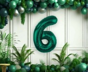 Balon foliowy Cyfra ''6", zieleń butelkowa, 85 cm.