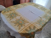 Obrus lniany biały w słoneczniki, 140 x 126, do sprzedania