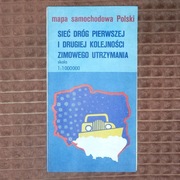 NOWA - NIEUŻYWANA - Mapa samochodowa Polski 1980 - sieć dróg I i II kol.
