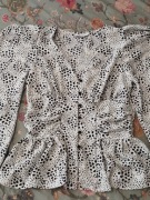 Nowa biała w czarne cętki elegancka bluzka Topshop 38 M