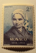 Upamiętnienie objawień Najświętszej Maryi Panny w Lourdes, Monako 1958 r