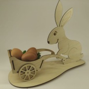 Ozdoba Wielkanocna stojak na jajka Zajączek z wózkiem