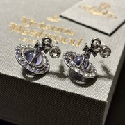 Vivienne Westwood Petite Orb Kolczyki srebrne nana fioletowe saturn