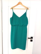 ciemnozielona morska sukienka z dekoltem V w serek 42XL miętowa prosta