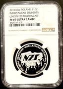 10 ZŁ 2011, 30. ROCZNICA POWSTANIA NZS NGC PF69 UC #70