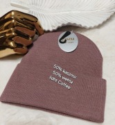 Prosta czapka prążek unisex skład 50%kaszmir 50% wełna  light coffee