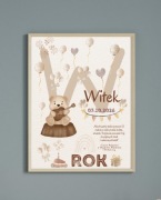 Prezent na roczek personalizowany pamiątka od dziadkow chrzestnych a4ramka