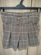 Damskie szorty w kratę z wysokim stanem i paskiem XS