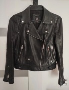 Zara ramoneska kurtka skórzana skóra naturalna xs s