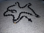 Różaniec męski na szyję kamienie czarny onyks lawa wulkaniczna 