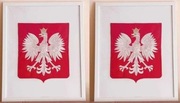Godło orzeł Polska 530x430 mm [320x280 mm] w białej ramie 2 sztuki