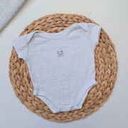 Body białe w paski 62 krótki rękaw bawełniane 