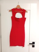 czerwona bandażowa elegancka mini sukienka 36s boohoo imprezowa