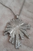 Naszyjnik srebrny cyrkonie rozeta glamour retro statement błyszczący