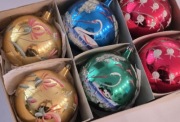 Bombki choinkowe z Prl szklane duże bańki 6 szt  vintage  retro 