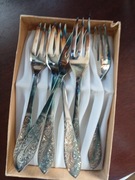 PRL Posrebrzane widelczyki do ciasta nieużywane 