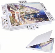 Przenośna filcowa Mata do układania puzzli z 6 szufladami 77x52cm