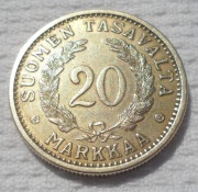 Finlandia Republika Suomi 20 marek markkaa 1939 KM# 32 Ładny stan Rzadka