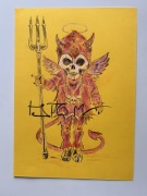 Oryginalny szkic fantasy demon skull signed Brom style ręczny rysunek