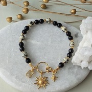 Bransoletka kamienie jaspis dalmatyński onyks cytryn srebro słońce gwiazdka