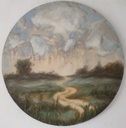 Obraz olejny okrągły pejzaż Droga