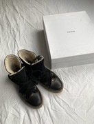 Ganni skórzane trapery ocieplane oryginalne