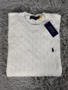 Polo Ralph Lauren sweter vintage cable knit biały basic L unisex
